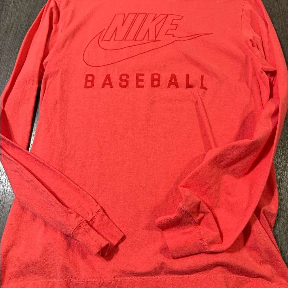 Nike Bright Red Baseball Long Sleeve Shirt
